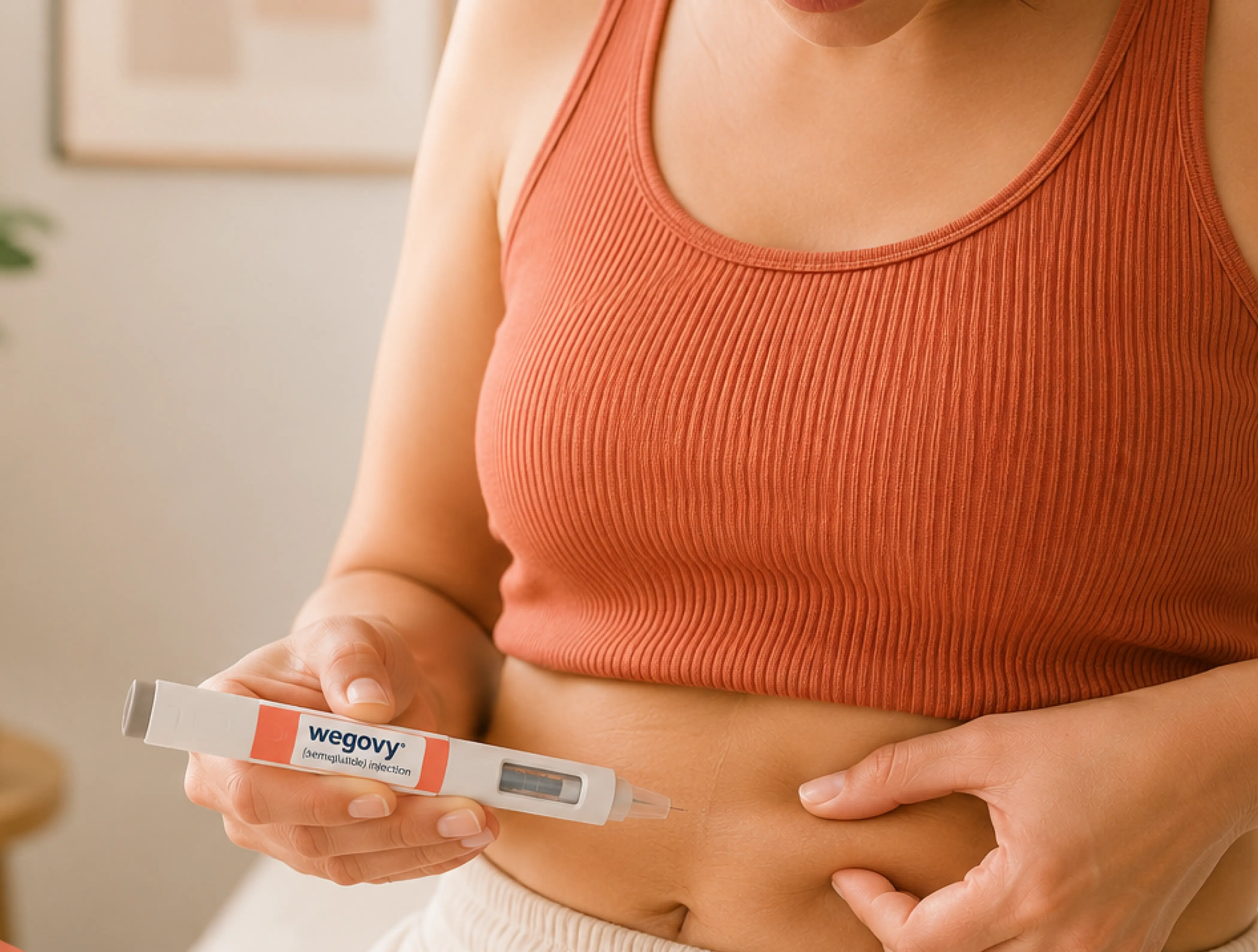 Patient using a Wegovy GLP-1 injection pen