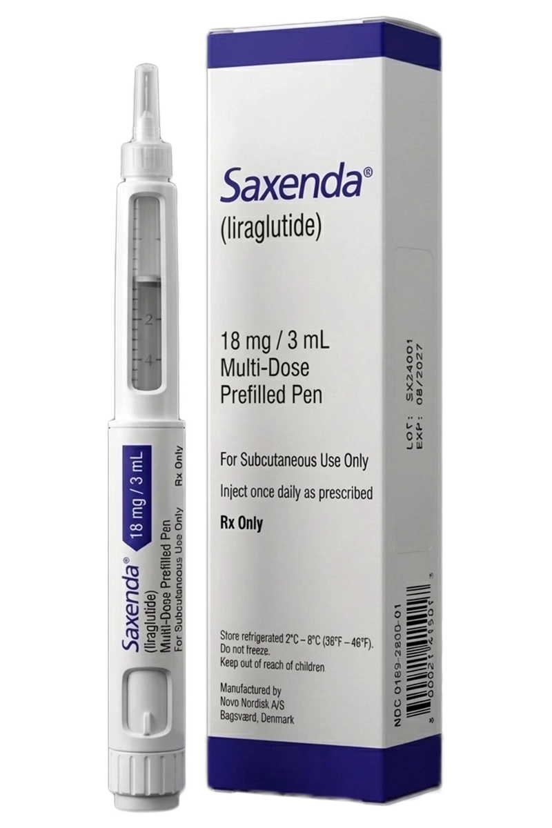 liraglutide saxenda prefilled injection pen with medication box for weight management
