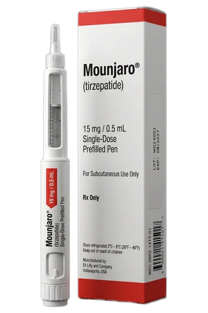 mounjaro tirzepatide prefilled injection pen with medication box for type 2 diabetes treatment